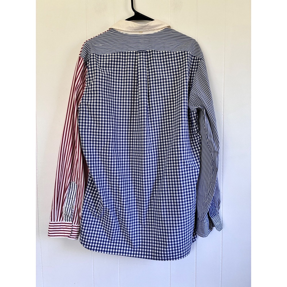 Ralph Lauren Mens Patchwork Stripe Gingham Button Down Shirt Red Blue White L - Picture 2 of 7
